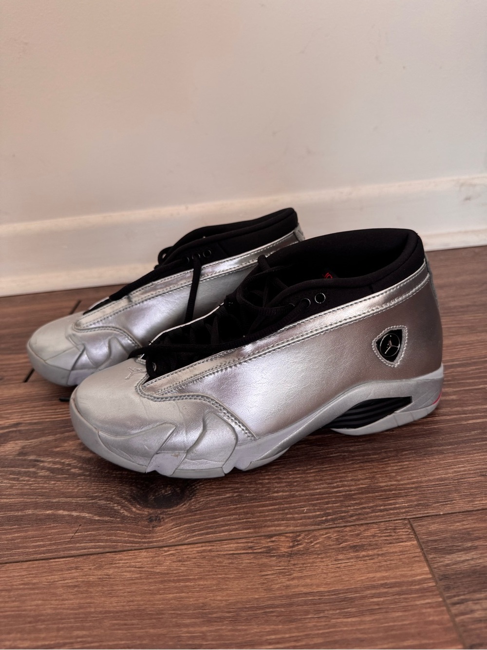 Women’s Jordan 14 Metallic Silver Sneakers Size 8